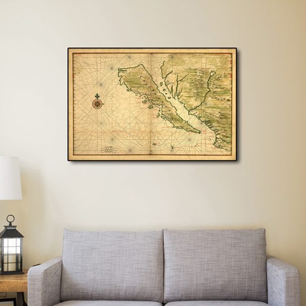 20" x 30" California as an Island c1650 Vintage Map Wall Art - Image 3