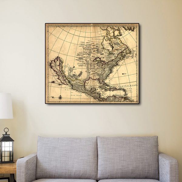 20" x 24" Map of North America c1685 Vintage  Poster Wall Art - Image 3