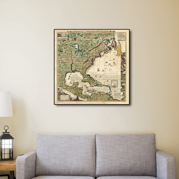 24" x 24" Vintage 1773 Map of British Empire in North America Wall Art - Image 3