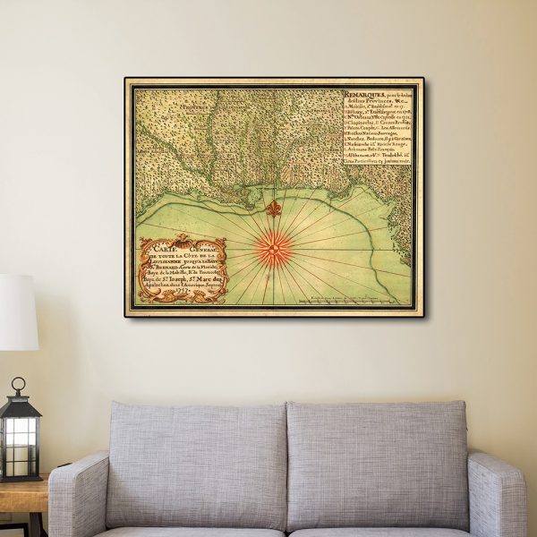 24" x 30" c1747 Map of the Gulf Coast Vintage  Poster Wall Art - Image 3