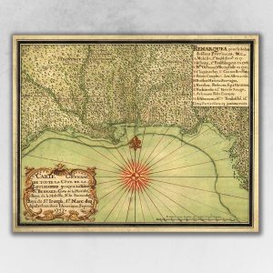 16" x 20" c1747 Map of the Gulf Coast Vintage  Poster Wall Art
