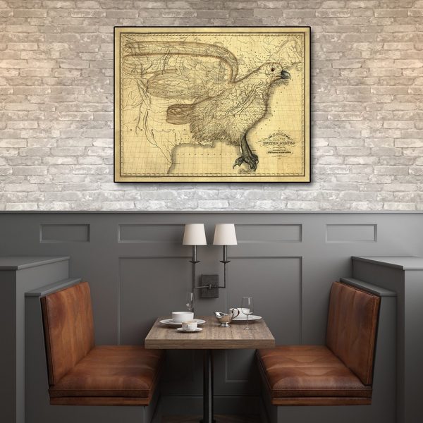 24" x 30" Eagle Map of America c1833 Vintage  Poster Wall Art - Image 3