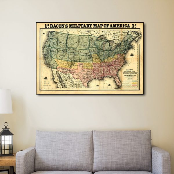 16" x 24" Vintage 1862 Civil War Map Wall Art - Image 2