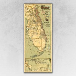 16" x 36" Map of Jacksonville Florida Vintage Poster Wall Art