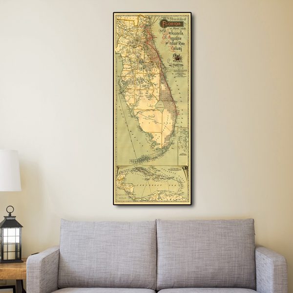 16" x 36" Map of Jacksonville Florida Vintage Poster Wall Art - Image 3
