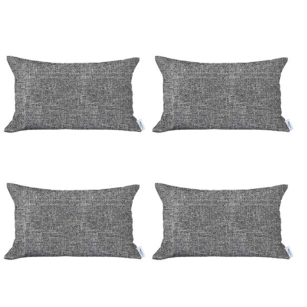 Set of 4 Ivory Jacquard Lumbar Pillow Covers - Image 2