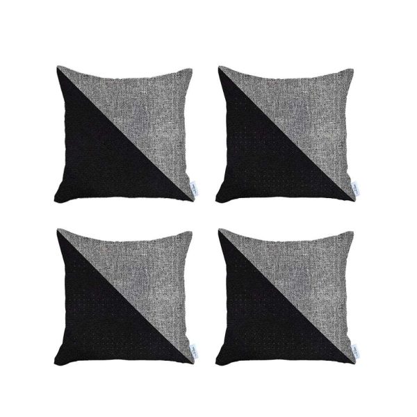 Set of 4 Black and White Diagonal Pillow Covers - Image 2