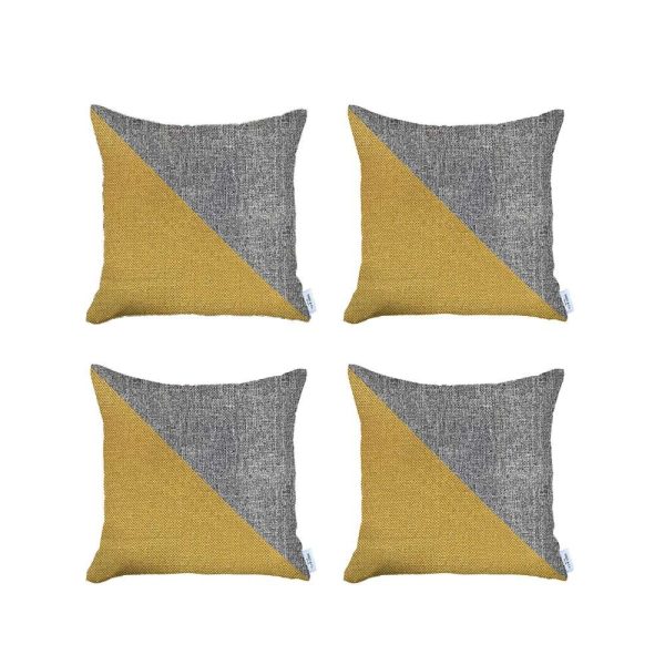 Set of 4 White and Yellow Diagonal Pillow Covers - Image 2