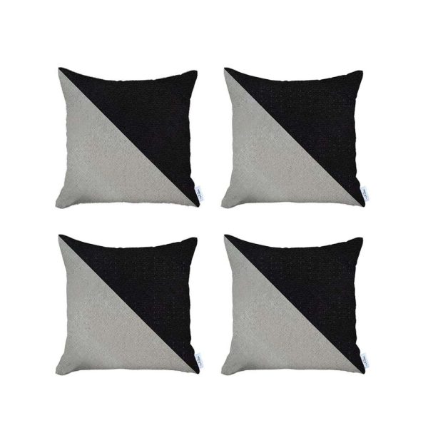 Set of 4 Cream and Black Diagonal Pillow Covers - Image 2