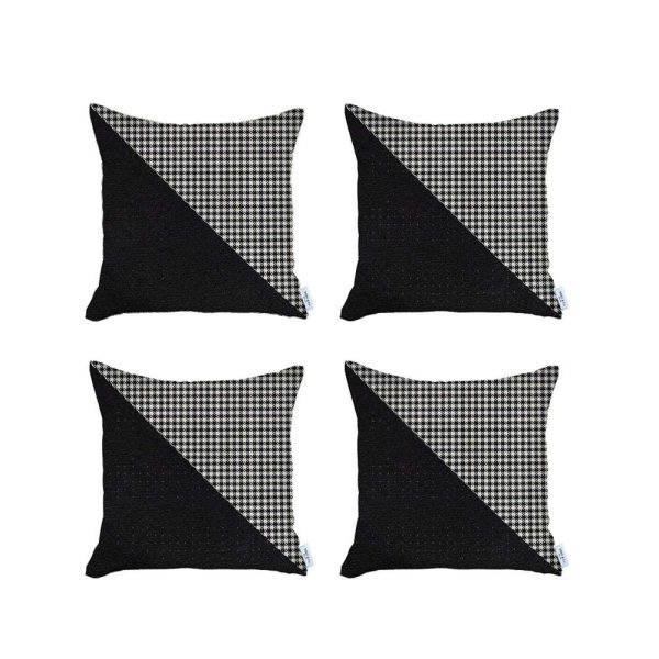Set of 4 Black Houndstooth Pillow Covers - Image 2