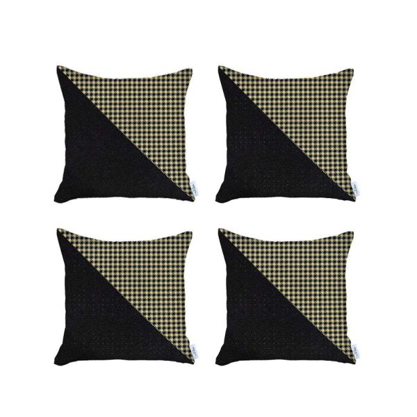 Set of 4 Yellow Houndstooth Pillow Covers - Image 2