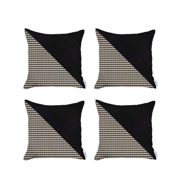 Set of 4 Tan Houndstooth Pillow Covers - Image 2