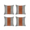 Set of 4 White and Brown Faux Leather Pillow Covers - Image 2