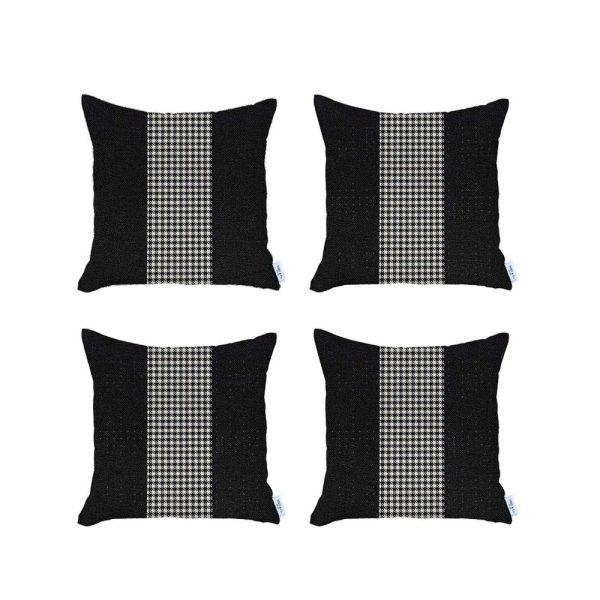 Set of 4 Black and White Houndstooth Pillow Covers - Image 2
