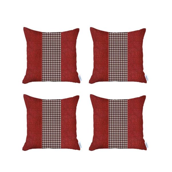 Set of 4 Red and Black Houndstooth Pillow Covers - Image 2