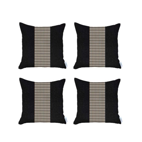 Set of 4 Black and Tan Houndstooth Pillow Covers - Image 2