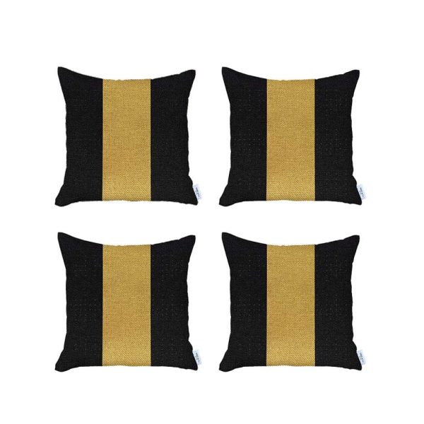 Set of 4 Black and Yellow Center Pillow Covers - Image 2