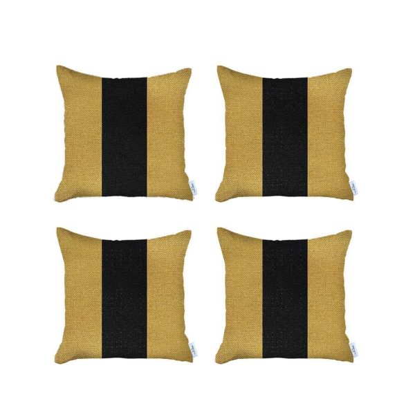 Set of 4 Yellow and Black Center Pillow Covers - Image 2