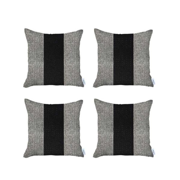 Set of 4 Gray and Black Center Pillow Covers - Image 2