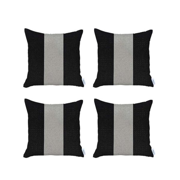 Set of 4 Black and White Center Pillow Covers - Image 2
