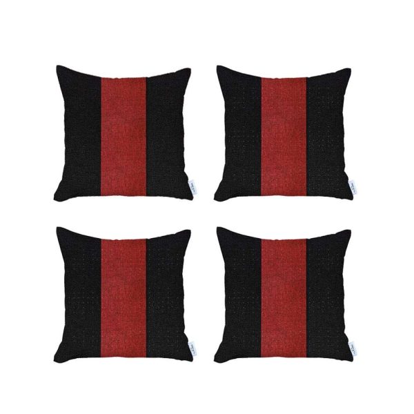 Set of 4 Black and Red Center Pillow Covers - Image 2