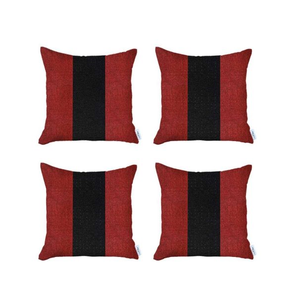 Set of 4 Red and Black Center Pillow Covers - Image 2