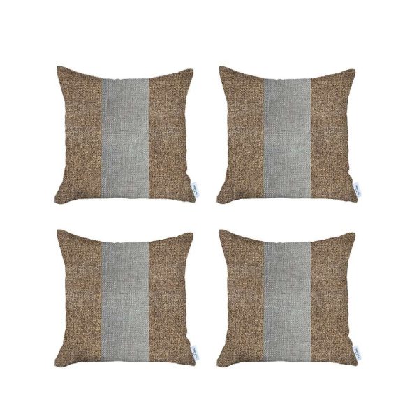 Set of 4 Brown and White Center Pillow Covers - Image 2