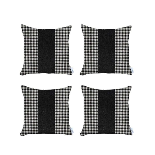 Set of 4 Black Houndstooth Pillow Covers - Image 2