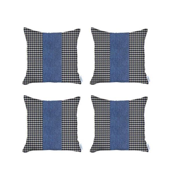 Set of 4 Blue Houndstooth Pillow Covers - Image 2