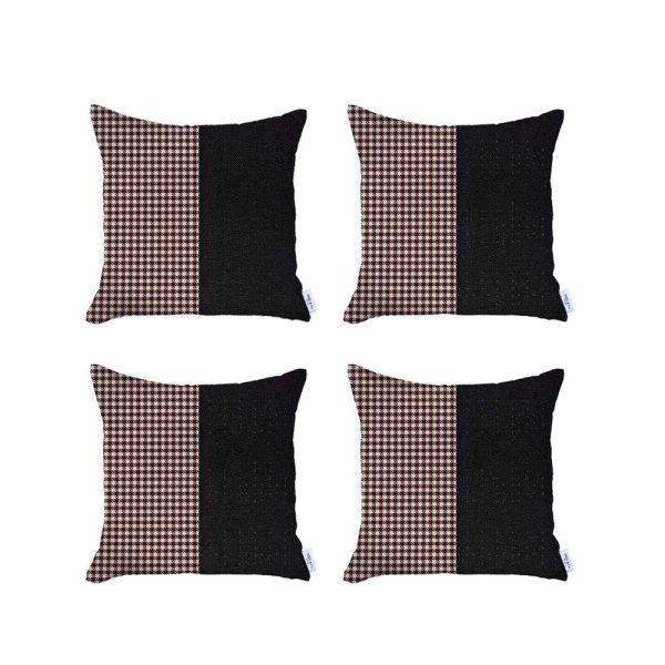Set of 4 Black Faux Leather Pillow Covers - Image 2