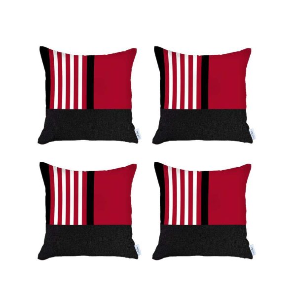 Set of 4 Red and Black Printed Pillow Covers - Image 2