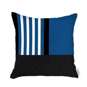 Set of 4 Blue and Black Printed Pillow Covers