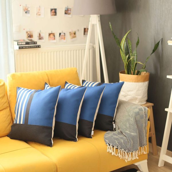Set of 4 Blue and Black Printed Pillow Covers - Image 3