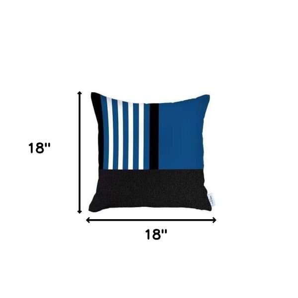 Set of 4 Blue and Black Printed Pillow Covers - Image 4