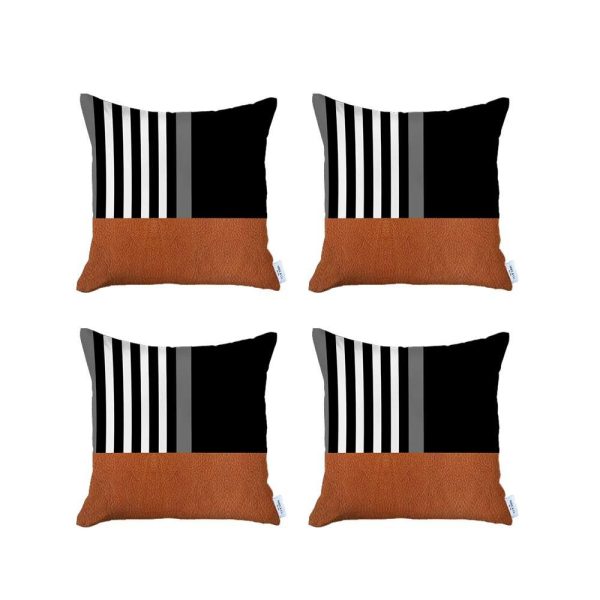 Set of 4 Brown and Black Printed Pillow Covers - Image 2