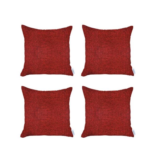 Set of 4 Red Textured Pillow Covers - Image 2