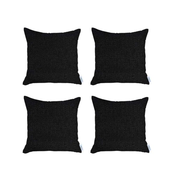Set of 4 Black Textured Pillow Covers - Image 2