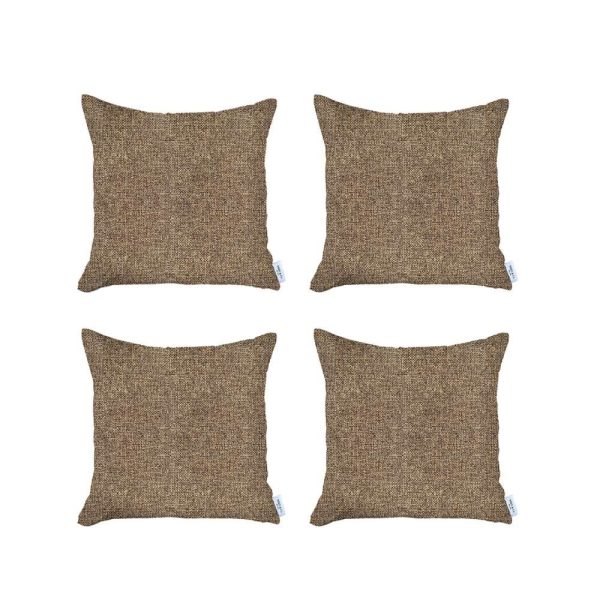 Set of 4 Brown Textured Pillow Covers - Image 2