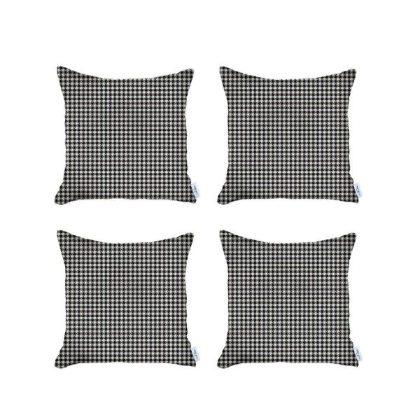 Set of 4 Black Houndstooth Pillow Covers - Image 2