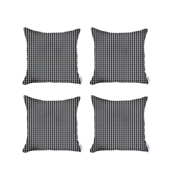 Set of 4 Blue Houndstooth Pillow Covers - Image 2