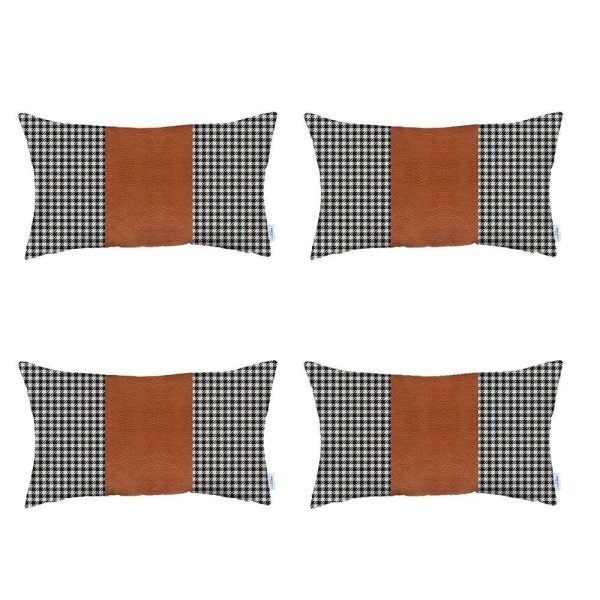 Set of 4 Brown Houndstooth Lumbar Pillow Covers - Image 2