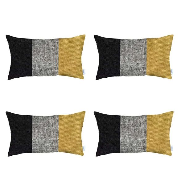 Set of 4 Yellow Tripartite Lumbar Pillow Covers - Image 2