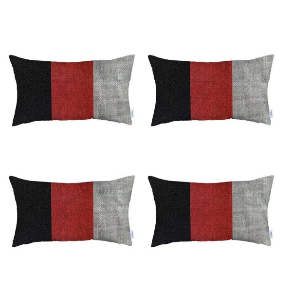 Set of 4 Red Tripartite Lumbar Pillow Covers - Image 2