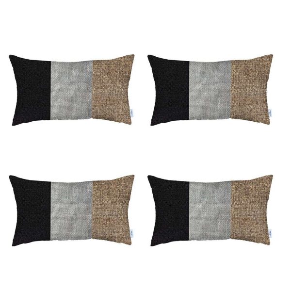 Set of 4 Brown Tripartite Lumbar Pillow Covers - Image 2