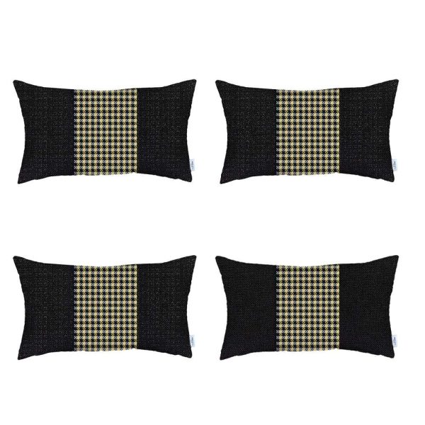 Set of 4 Yellow and Black Center Lumbar Pillow Covers - Image 2