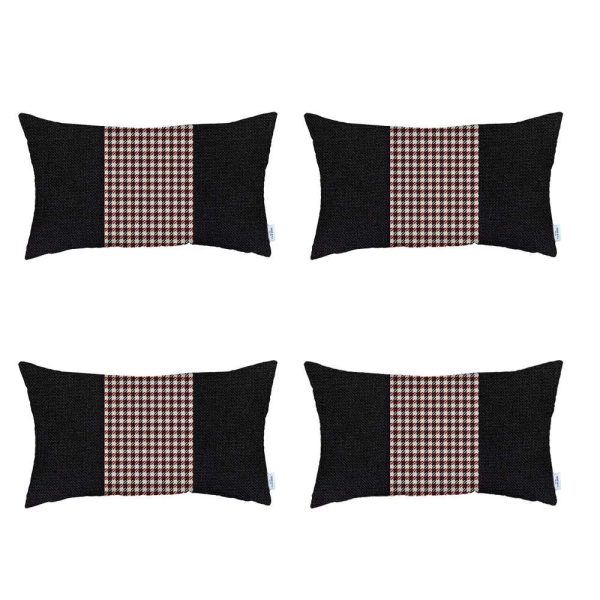 Set of 4 Red and Black Center Lumbar Pillow Covers - Image 2