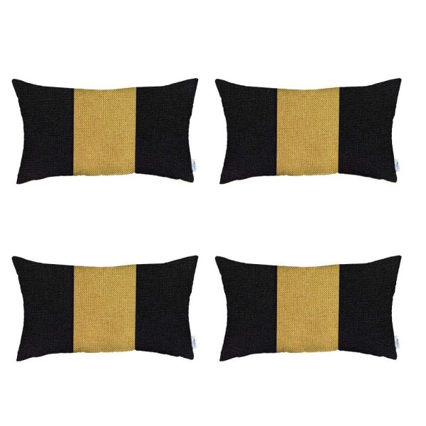 Set of 4 Black and Yellow Lumbar Pillow Covers - Image 2
