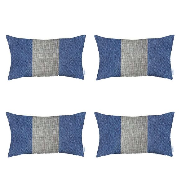 Set of 4 Blue and White Lumbar Pillow Covers - Image 2