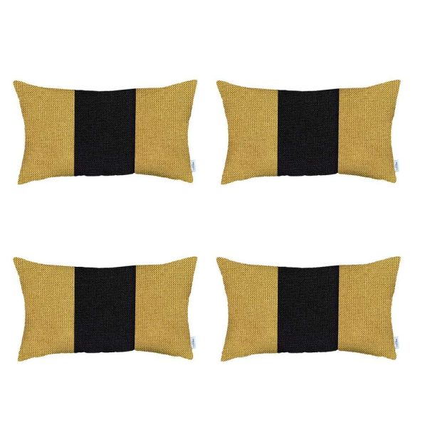 Set of 4 Yellow and Black Lumbar Pillow Covers - Image 2