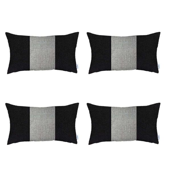 Set of 4 Black and White Lumbar Pillow Covers - Image 2